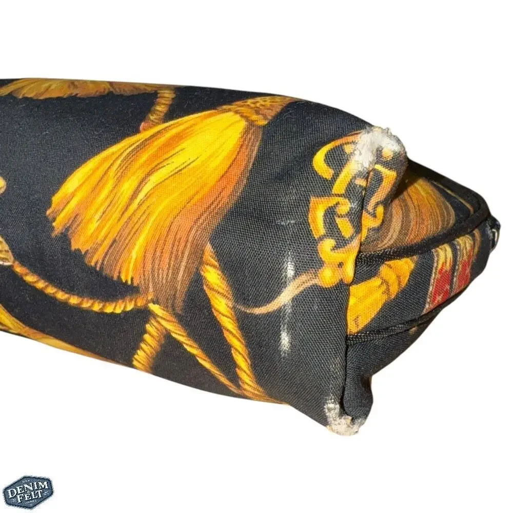Christian Dior Vintage Trotter Rope‎ Print Cosmetic/Makeup Pouch – Black/Gold
